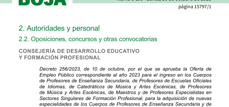Oferta de Empleo Público correspondiente a 2023 Oferta de Empleo Público correspondiente a 2023