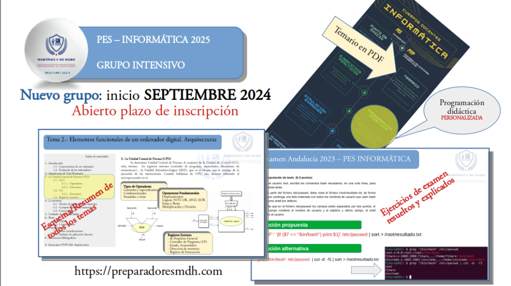 Nuevo grupo intensivo PES - Informática: septiembre 2024