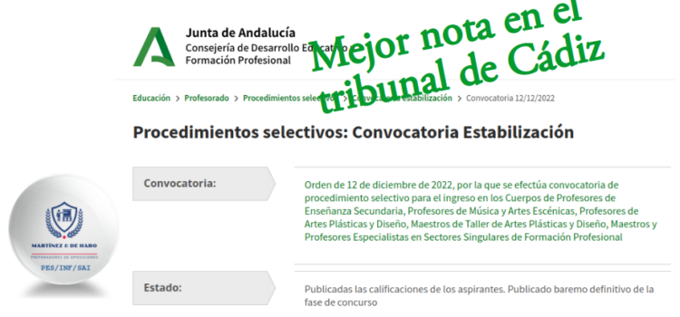 SAI: Mejor nota del tribunal de Cádiz SAI: Mejor nota del tribunal de Cádiz