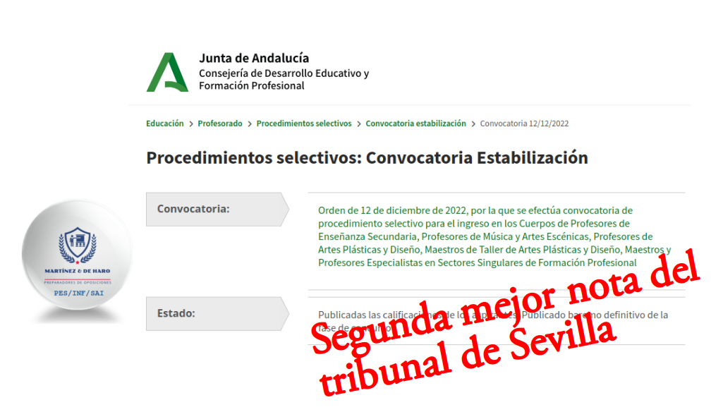 PES-SAI: 2ª mejor nota del tribunal de Sevilla