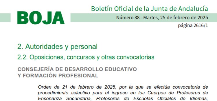 Convocatoria Andalucía 2025 Convocatoria Andalucía 2025