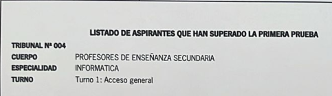 Las dos mejores calificaciones en primera prueba del tribunal número 4 (Almería) Las dos mejores calificaciones en primera prueba del tribunal número 4 (Almería)
