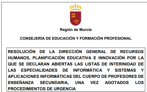 Bolsas extraordinarias en Murcia: Informática & SAI